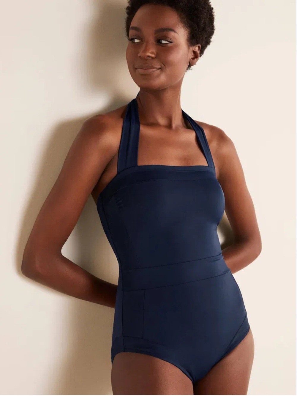 Boden Navy Halter One-Piece Swimsuit. Size 8